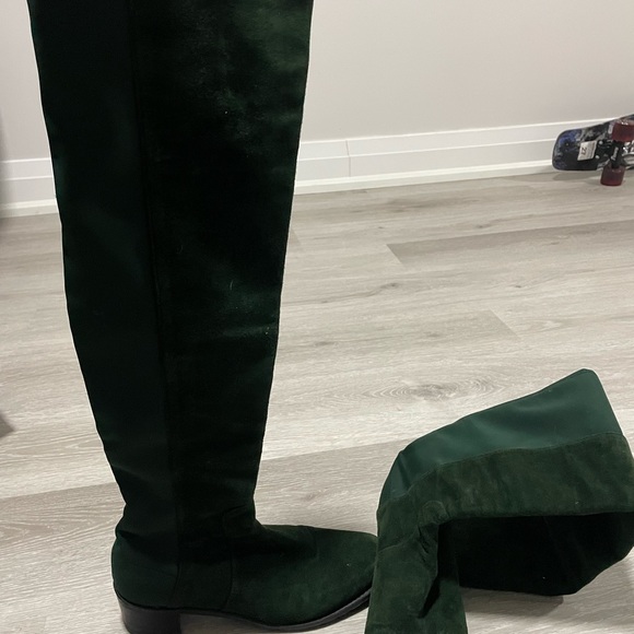 Stuart Weitzman 5050 Dark Green Suede Over the Knee Boots , Size 7 - Picture 5 of 5